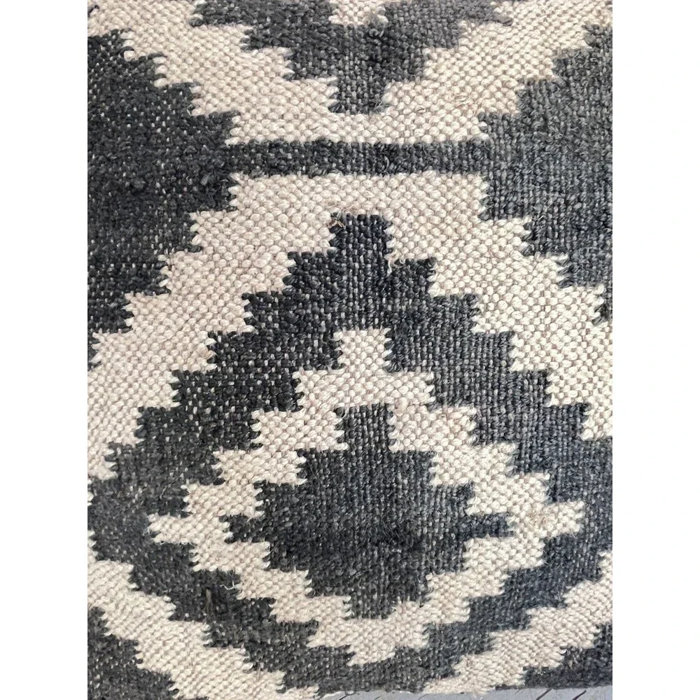 Vintage Bohemian Geometric Design Jute Linen Woven Throw Pillow 20”x 20” Modern